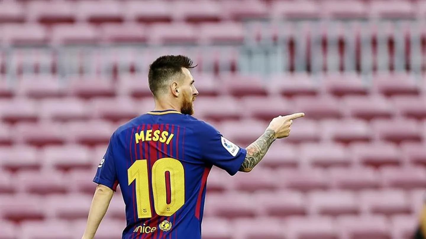 Messi celebra uno de sus goles ante Las Palmas Messi celebra uno de sus goles ante Las Palmas