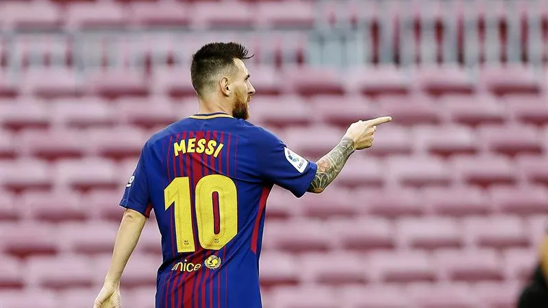Messi celebra uno de sus goles ante Las Palmas Messi celebra uno de sus goles ante Las Palmas