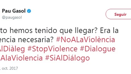 Pau Gasol condena la violencia empleada durante el referéndum ilegal
