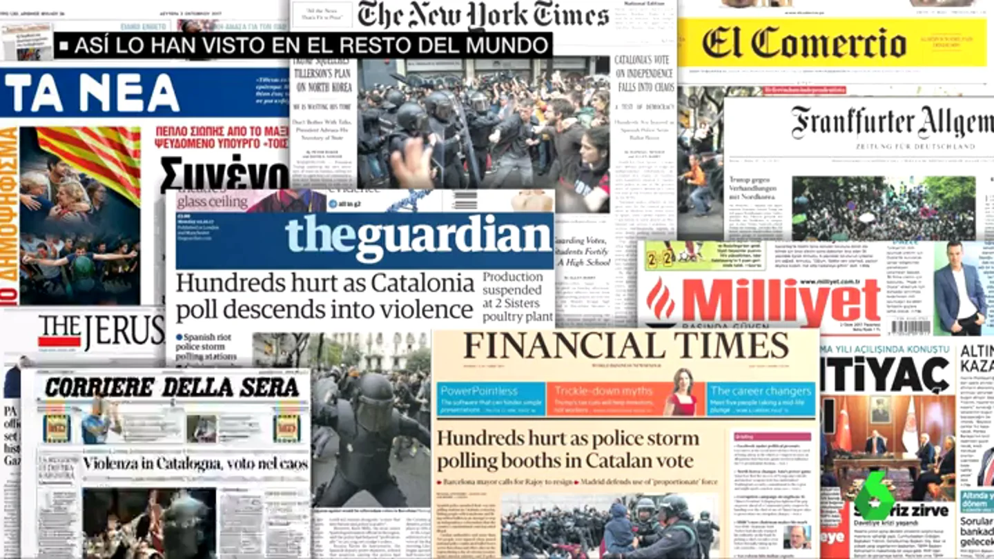 Fotos de la Policía y la palabra violencia: así ha visto el resto del mundo el 1-O Fotos de la Policía y la palabra violencia: así ha visto el resto del mundo el 1-O