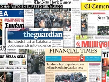 Fotos de la Policía y la palabra violencia: así ha visto el resto del mundo el 1-O Fotos de la Policía y la palabra violencia: así ha visto el resto del mundo el 1-O
