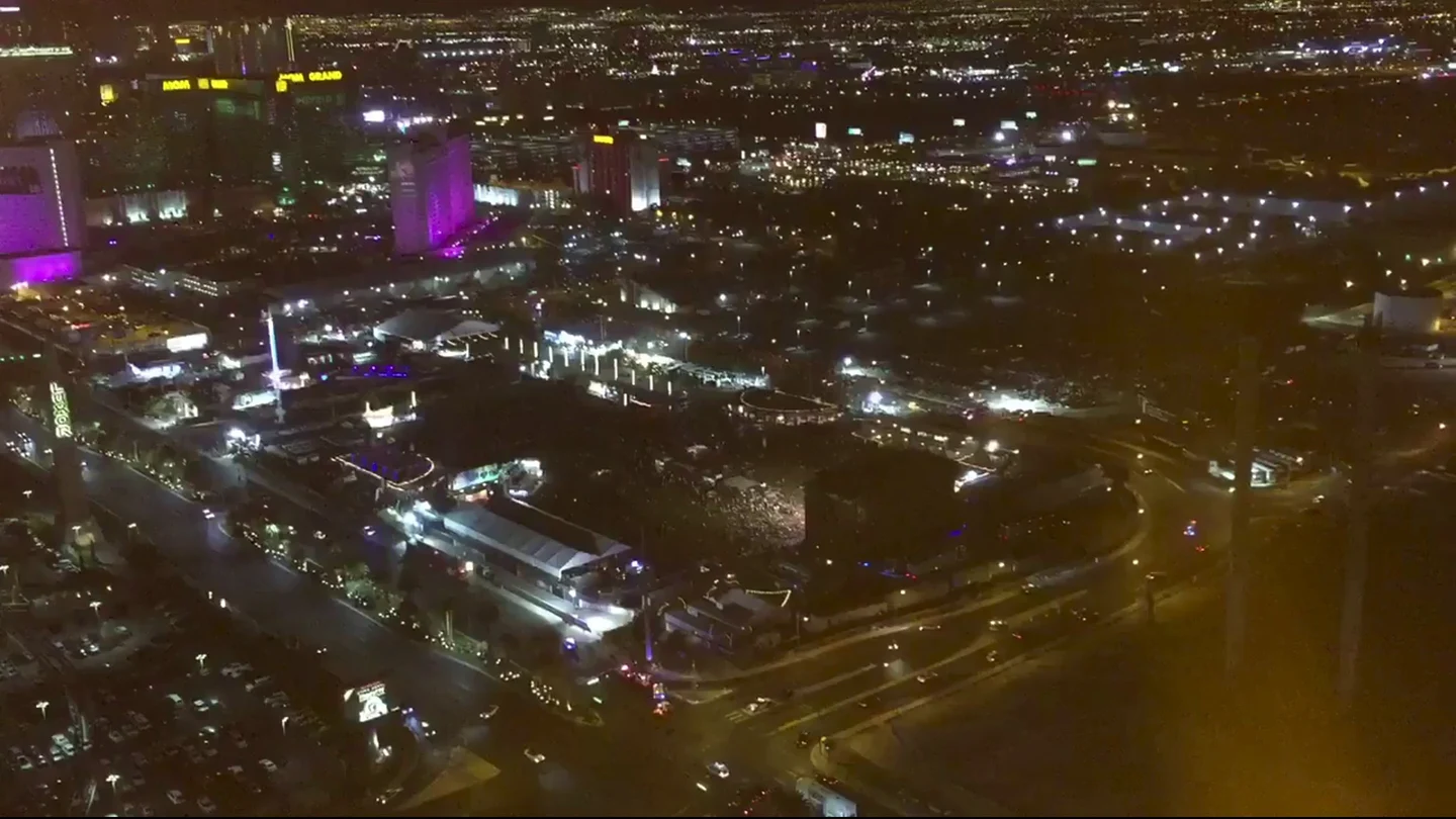 Vista panorámica del concierto de Las Vegas donde tuvo lugar el tiroteo Vista panorámica del concierto de Las Vegas donde tuvo lugar el tiroteo