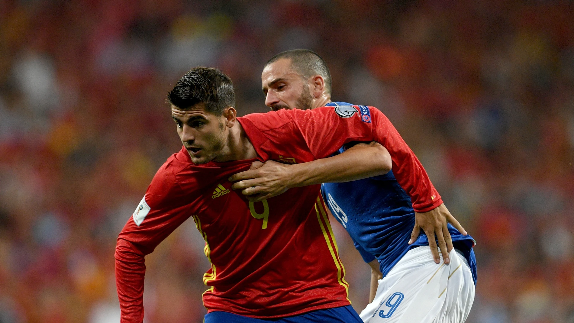 Morata, durante un partido con la selección española de fútbol