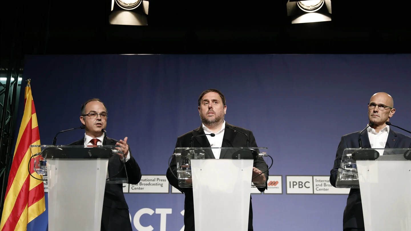 Imagen de archivo de Turull, Junqueras y Romeva Turull, Junqueras y Romeva comparecen tras el 1-O