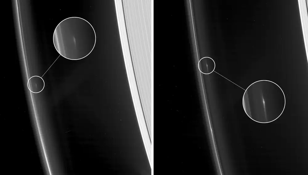 IMAGEN 2: Los pequeños cuerpos pueden crecer y llegar a separarse del material de los anillos para formar un satélite