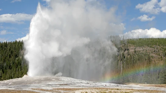 Géiser del Parque Nacional de Yellowstone de Old Faithful Géiser del Parque Nacional de Yellowstone de Old Faithful