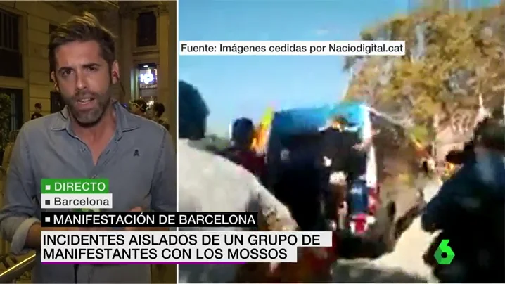 Incidentes aislados de un grupo de manifestantes con los Mossos