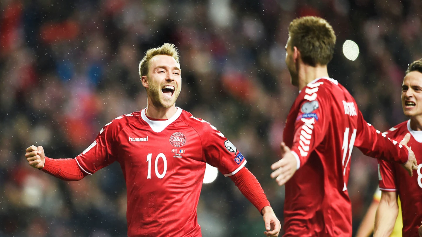 Eriksen celebra un gol con Dinamarca Eriksen celebra un gol con Dinamarca