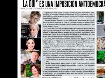 Intelectuales y la plataforma 'Recortes cero' advierten de los riesgos de la DUI Intelectuales y la plataforma 'Recortes cero' advierten de los riesgos de la DUI