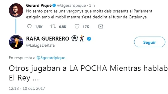 Piqué y Rafa Guerrero se enzarzan en una discusión a través de Twitter Piqué y Rafa Guerrero se enzarzan en una discusión a través de Twitter