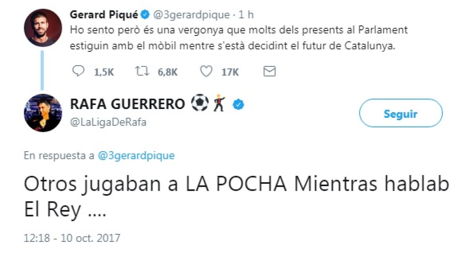 Piqu&eacute; y Rafa Guerrero se enzarzan en una discusi&oacute;n a trav&eacute;s de Twitter