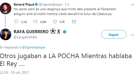 Piqu&eacute; y Rafa Guerrero se enzarzan en una discusi&oacute;n a trav&eacute;s de Twitter
