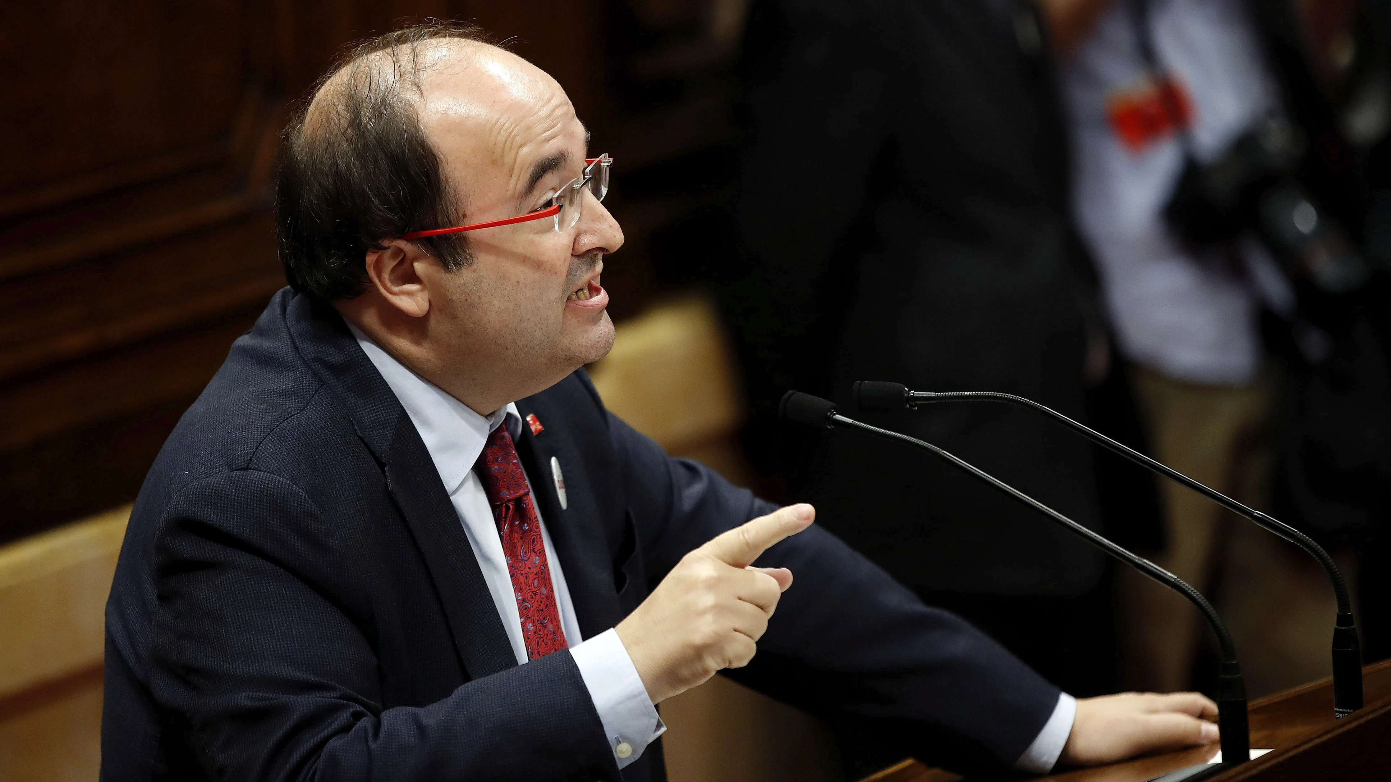 El Secretario General de los socialistas catalanes Miquel Iceta, durante su comparecencia en el Parlament 