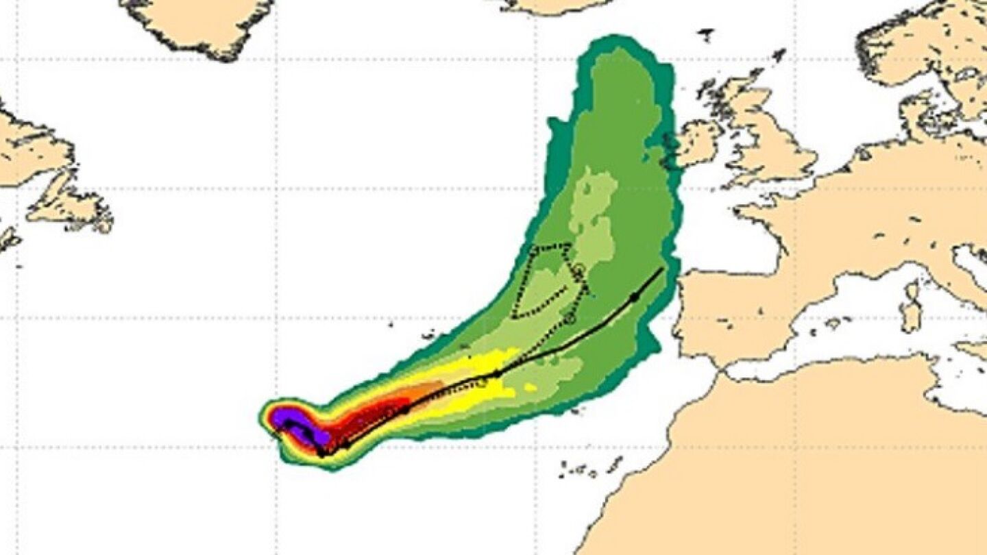 Trayectoria de Ophelia