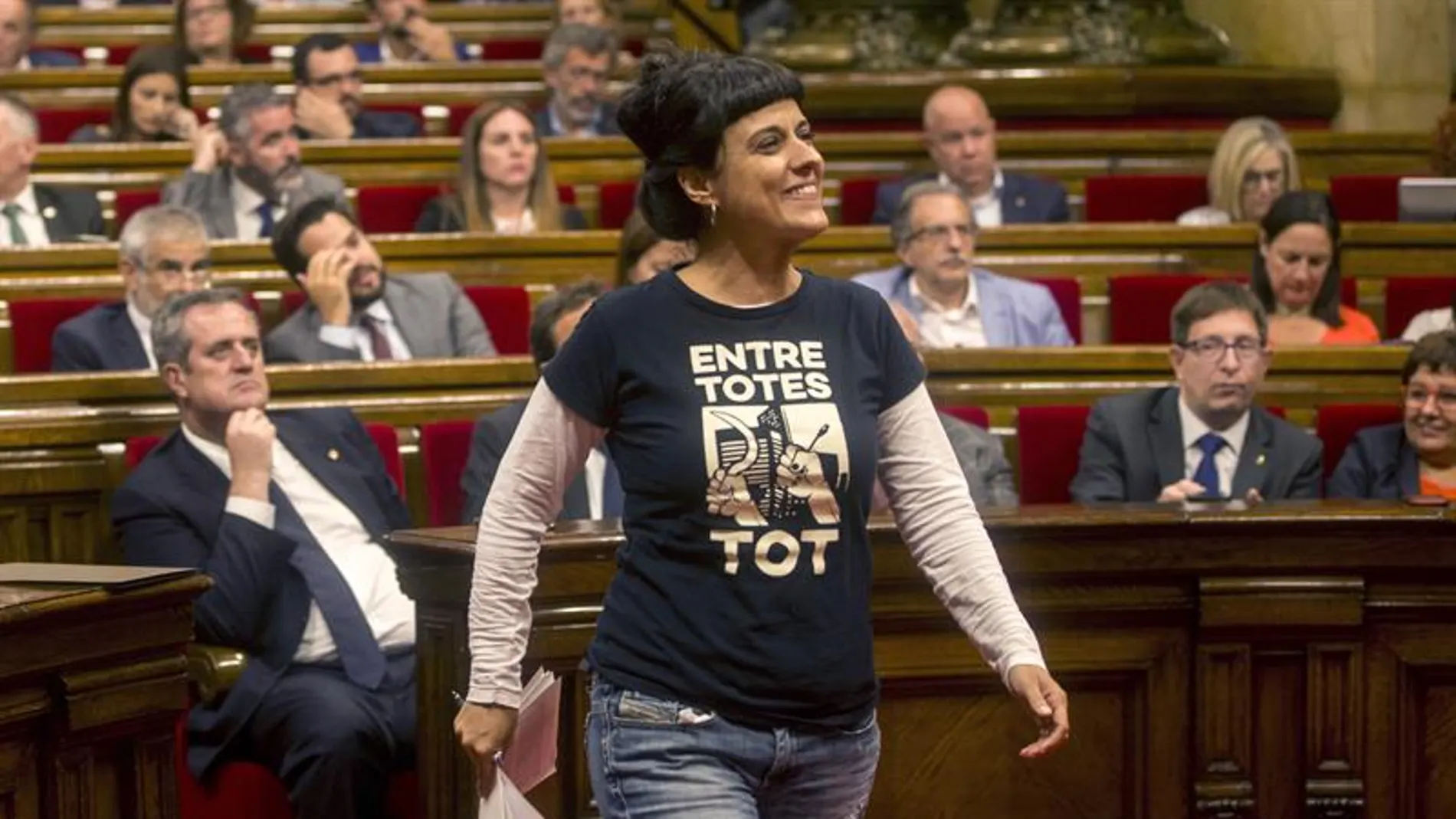 Anna Gabriel momentos antes de su discurso en el Parlament