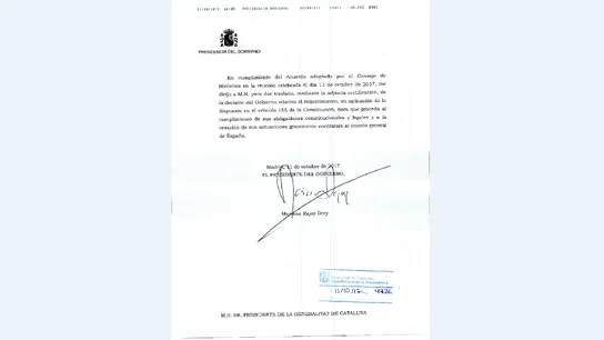 Requerimiento del Gobierno al Govern Requerimiento del Gobierno al Govern