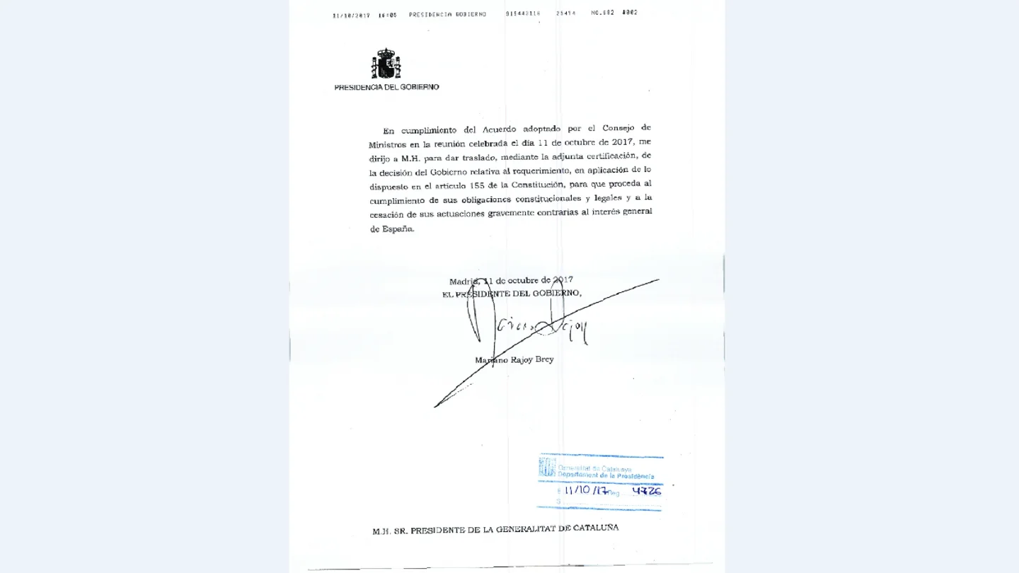 Requerimiento del Gobierno al Govern Requerimiento del Gobierno al Govern