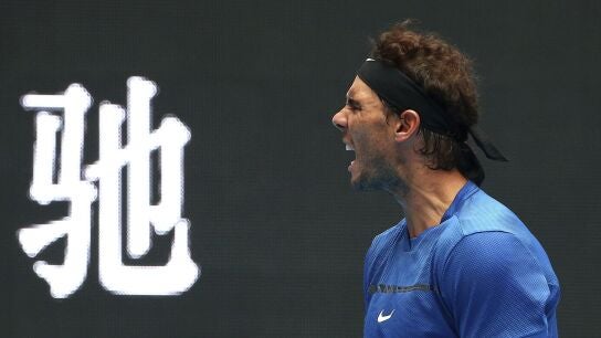 Rafa Nadal en pleno partido