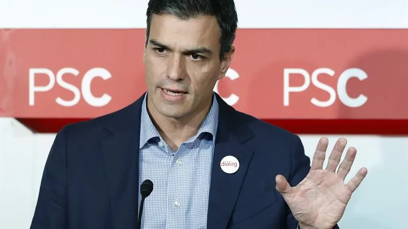 El secretario general del PSOE, Pedro Sánchez, durante una rueda de prensa 