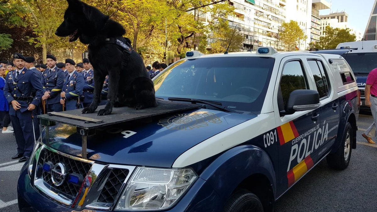 Perro de la Policia Nacional en el desfile de la Fiesta Nacional 