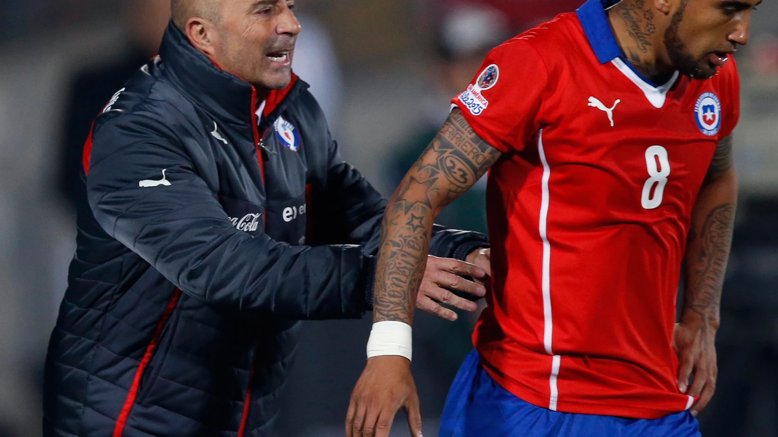 Sampaoli y Arturo Vidal en 2015