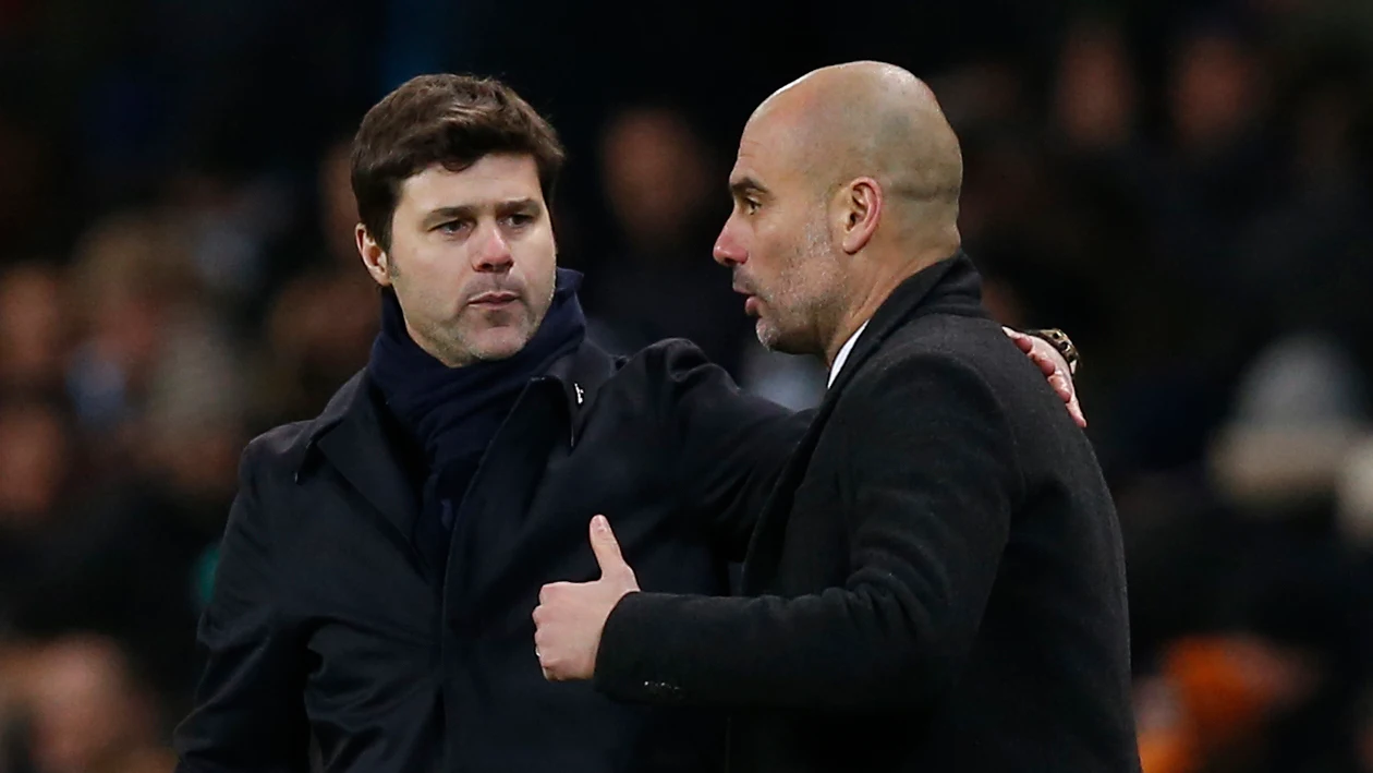 Guardiola conversa con Pochettino al término del partido