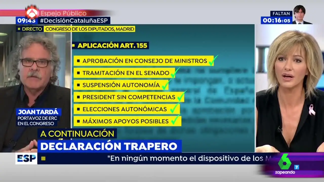 Los seis interminables minutos que Susanna Griso tuvo en espera a Joan Tardá