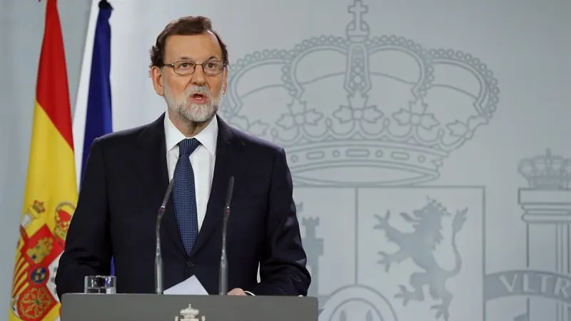 El presidente del Gobierno, Mariano Rajoy, durante su comparecencia ante los medios