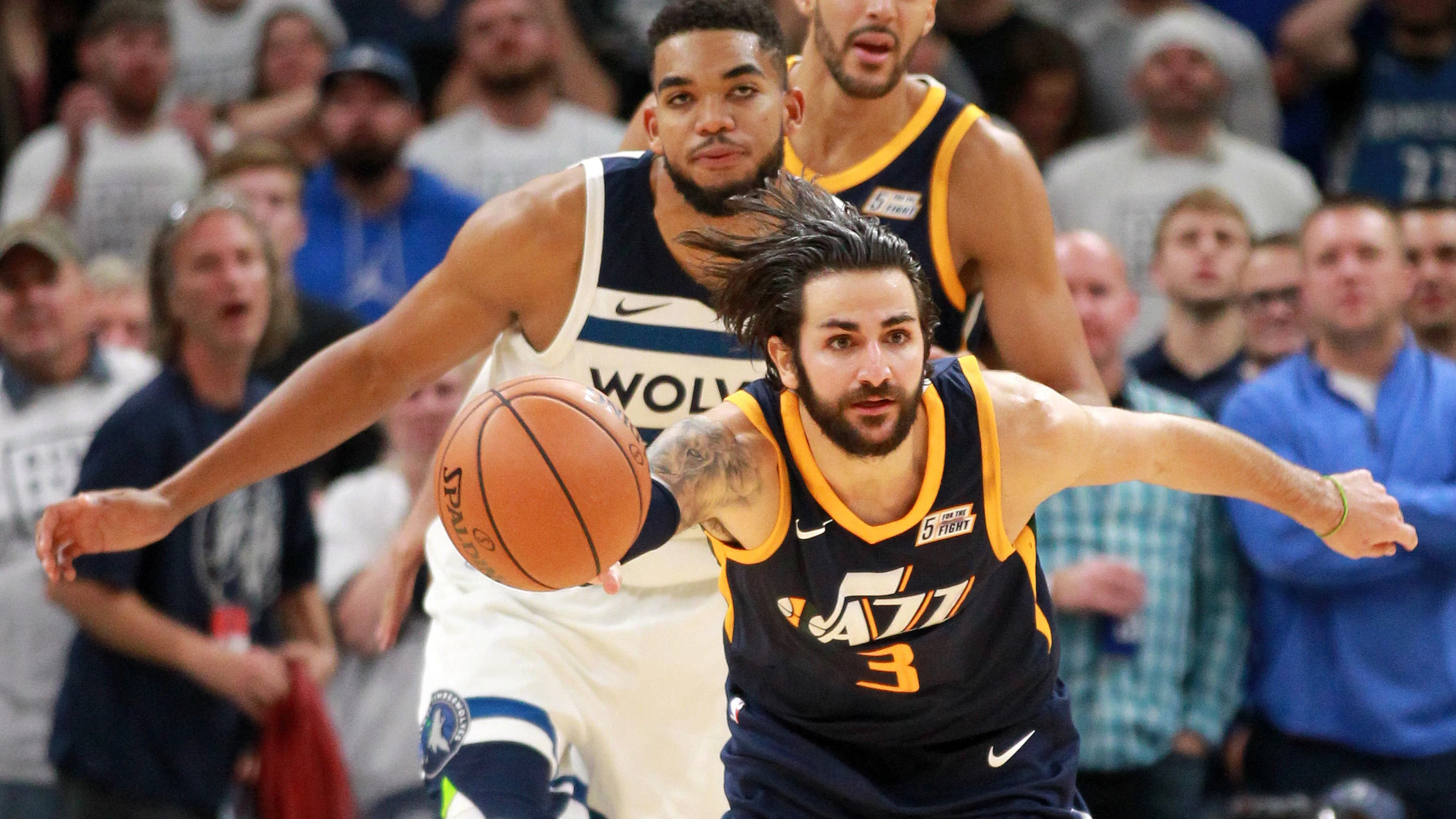 Ricky Rubio, en acción ante los Wolves