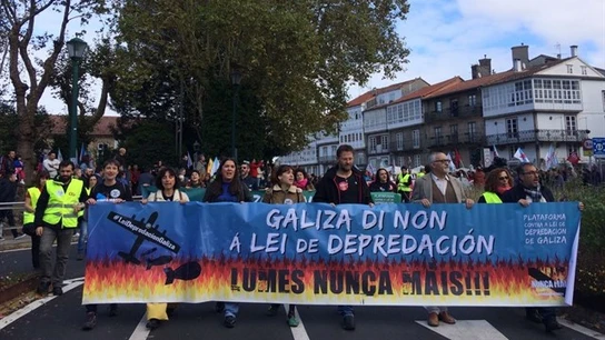 Miles de personas claman contra la política forestal de la Xunta, a la que exigen responsabilidades por los fuegos Miles de personas claman contra la política forestal de la Xunta, a la que exigen responsabilidades por los fuegos