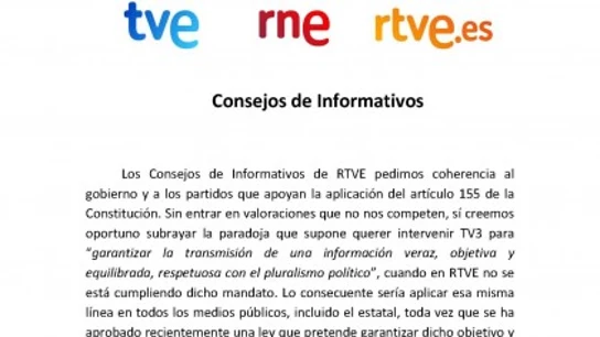 Comunicado de los Consejos Informativos de RTVE Comunicado de los Consejos Informativos de RTVE