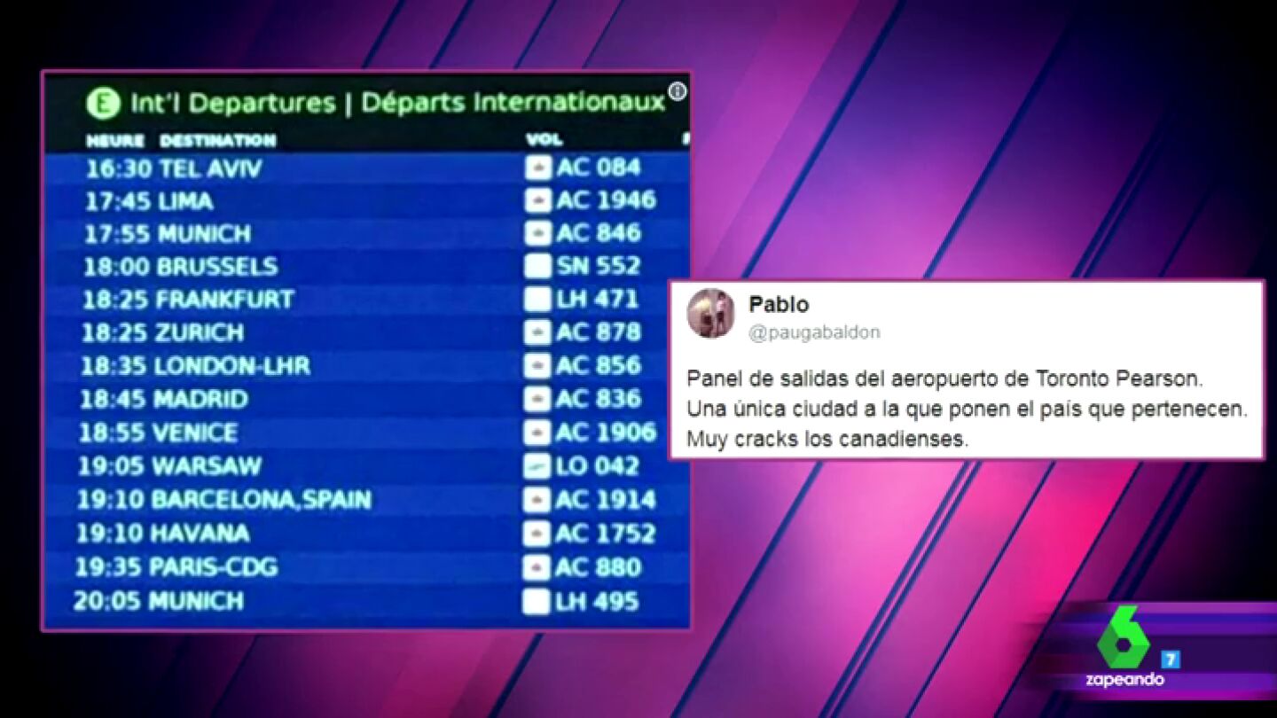 Cartel de salidas del aeropuerto de Toronto