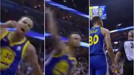 Curry lanza su protector bucal a un &aacute;rbitro