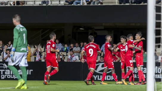El Sevilla celebra un tanto en la victoria ante el Cartagena El Sevilla celebra un tanto en la victoria ante el Cartagena
