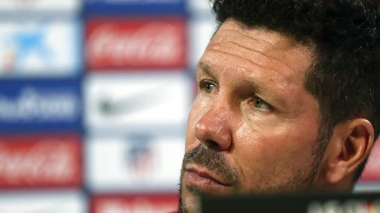 Simeone, durante la rueda de prensa Simeone, durante la rueda de prensa