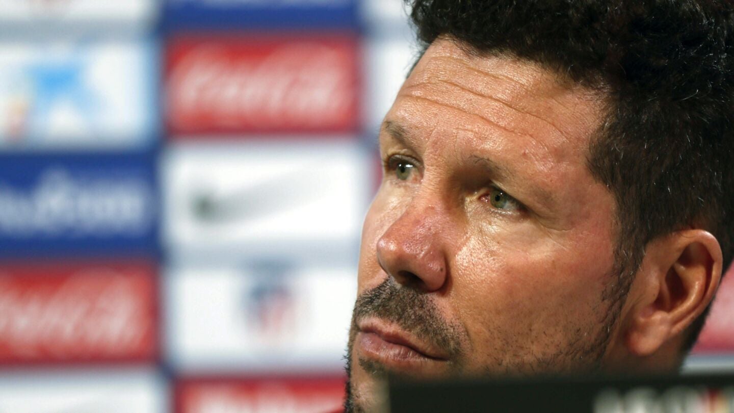 Simeone, durante la rueda de prensa