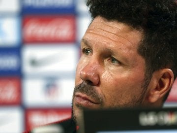 Simeone, durante la rueda de prensa Simeone, durante la rueda de prensa