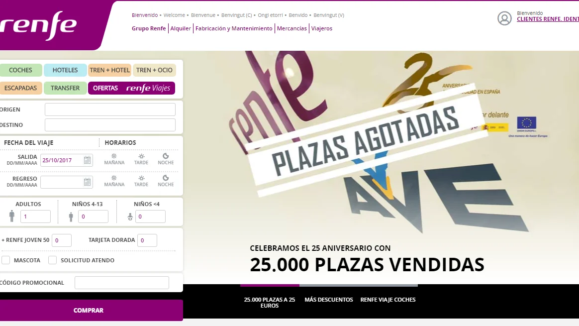 Plazas agotadas en Renfe