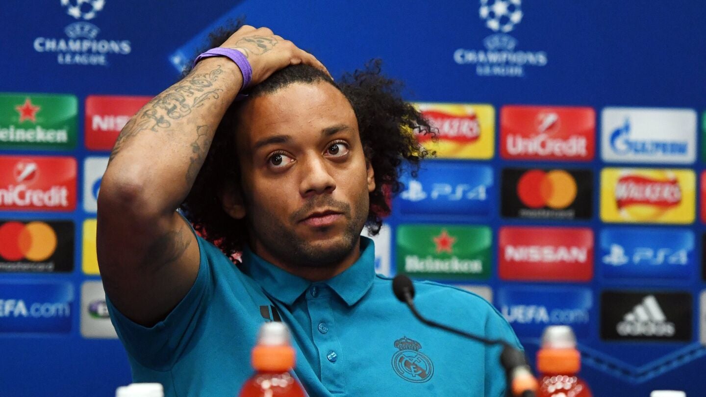 Marcelo, en rueda de prensa con el Real Madrid