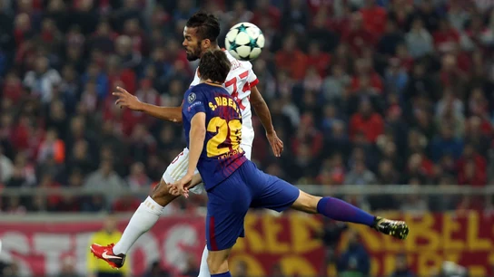 Sergi Roberto, en acción ante Olympiacos Sergi Roberto, en acción ante Olympiacos