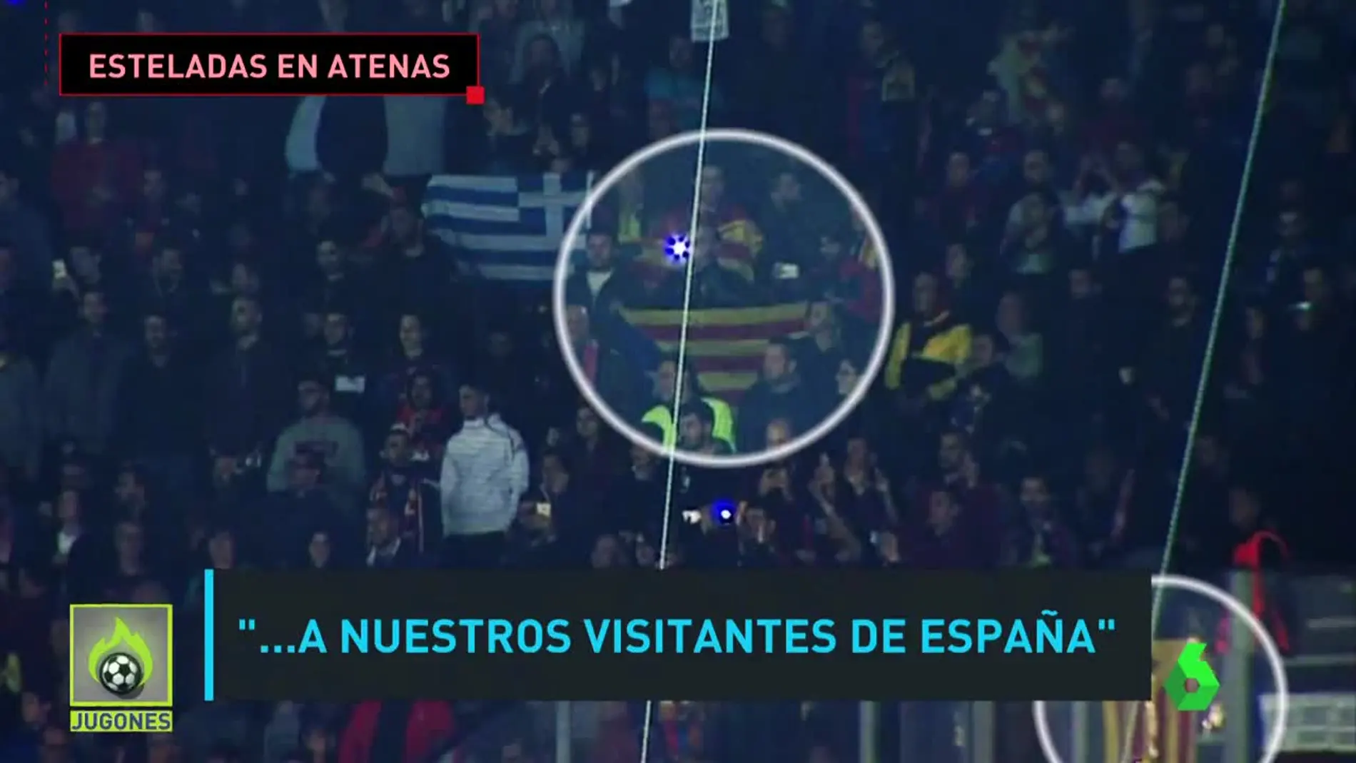 Recibimiento en Atenas a los aficionados del Barça