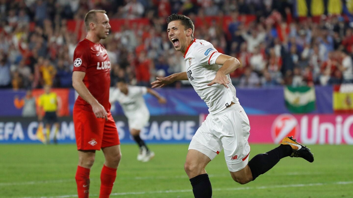 Lenglet celebra su gol contra el Spartak