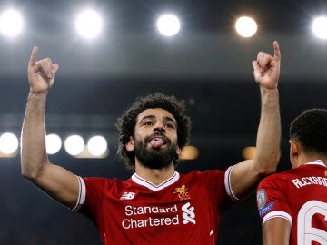 Salah celebra su gol contra el Maribor en Anfield Salah celebra su gol contra el Maribor en Anfield