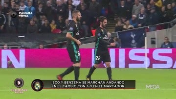 Isco y Benzema se van caminando con 3-0 en el marcador cuando Zidane les sustituyó