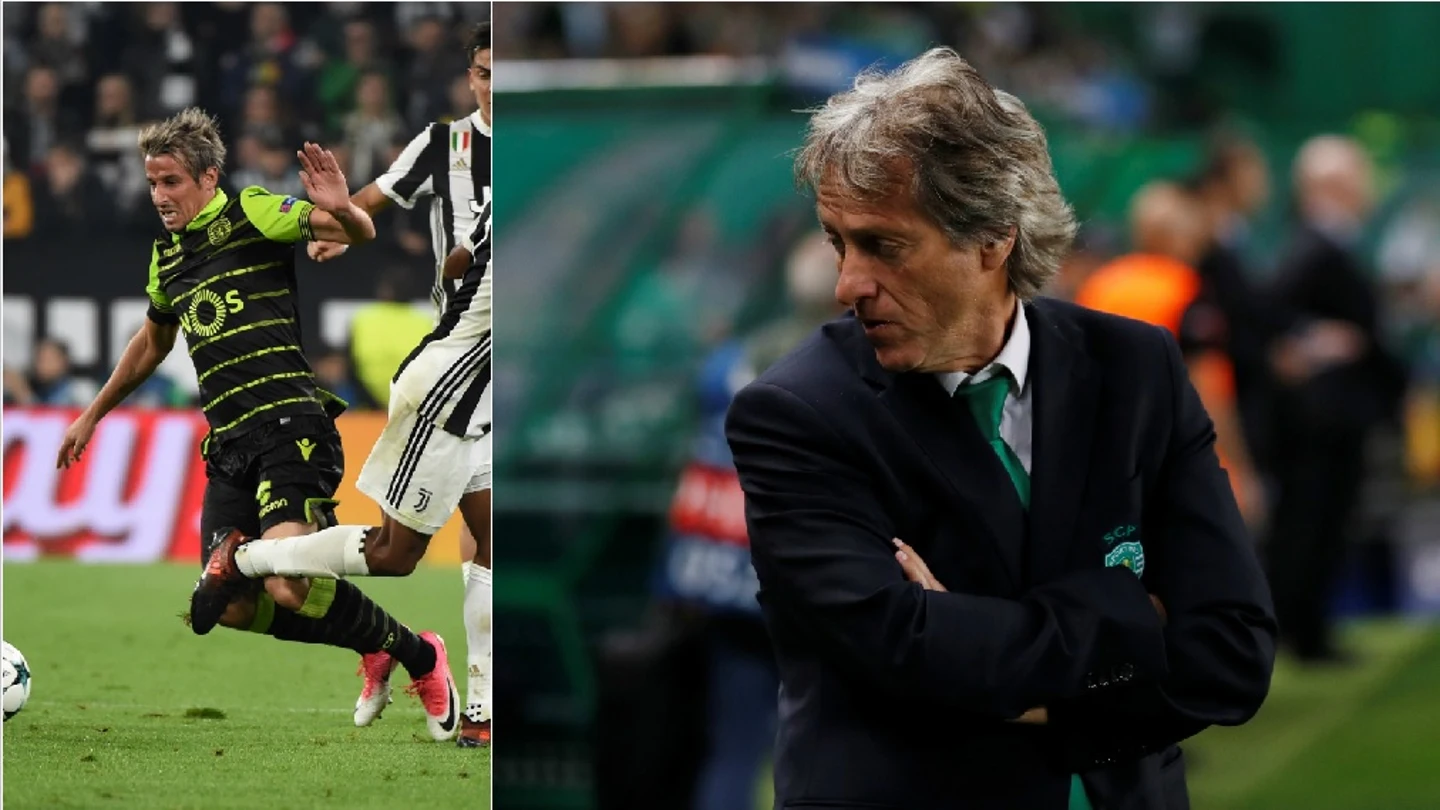 Jorge Jesús, técnico del Sporting, y Coentrao Jorge Jesús, técnico del Sporting, y Coentrao