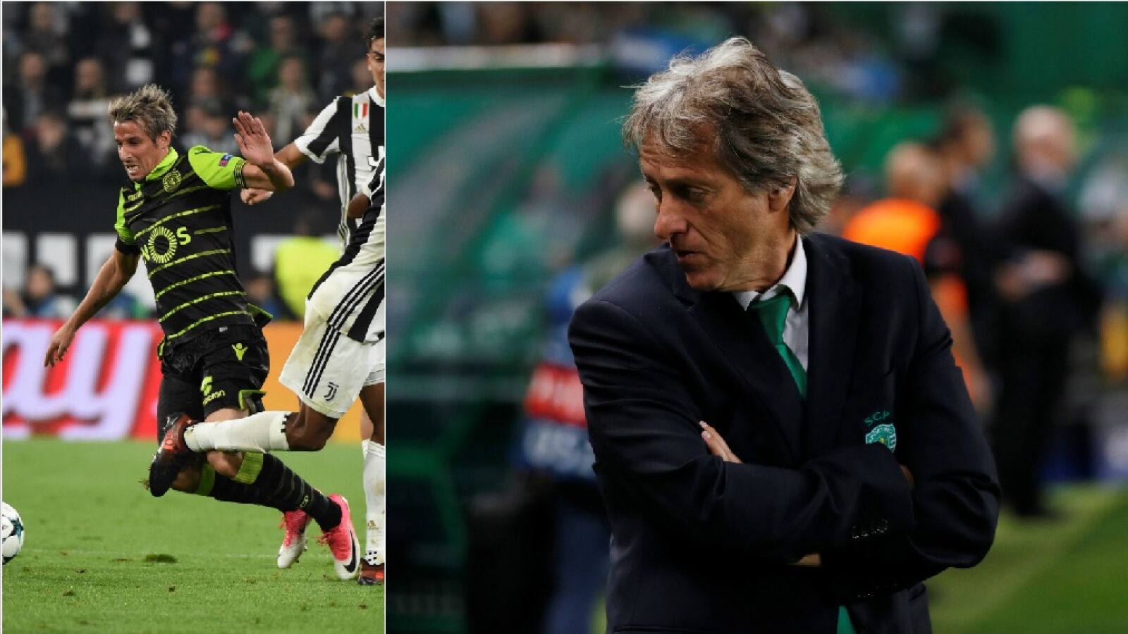 Jorge Jes&uacute;s, t&eacute;cnico del Sporting, y Coentrao