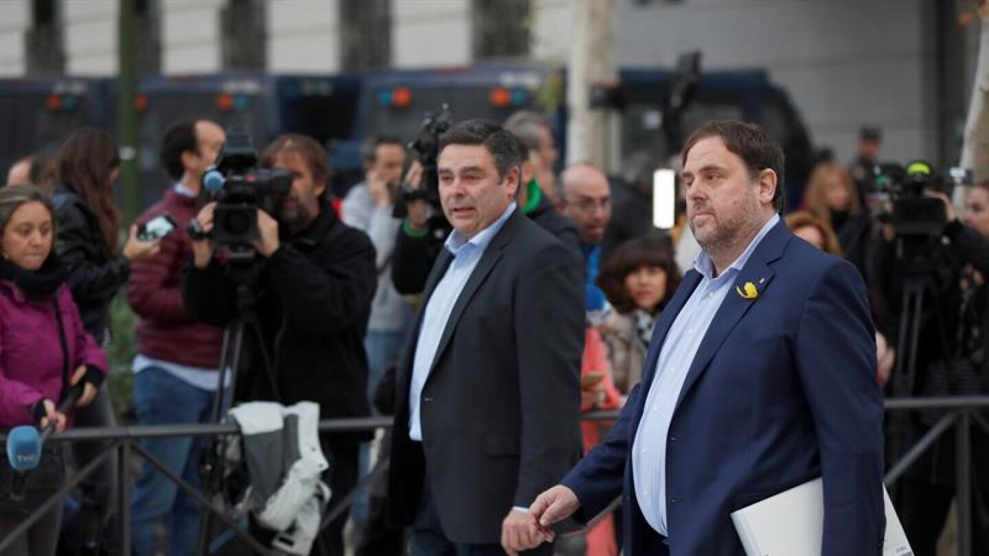El vicepresidente cesado de la Generalitat de Catalu&ntilde;a, Oriol Junqueras, a su llegada a la sede de la Audiencia Nacional