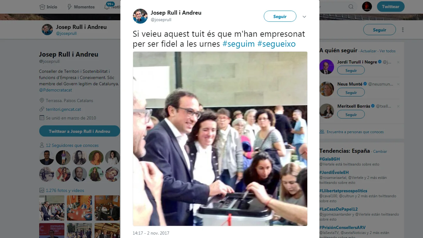 Twitter de Josep Rull Twitter de Josep Rull