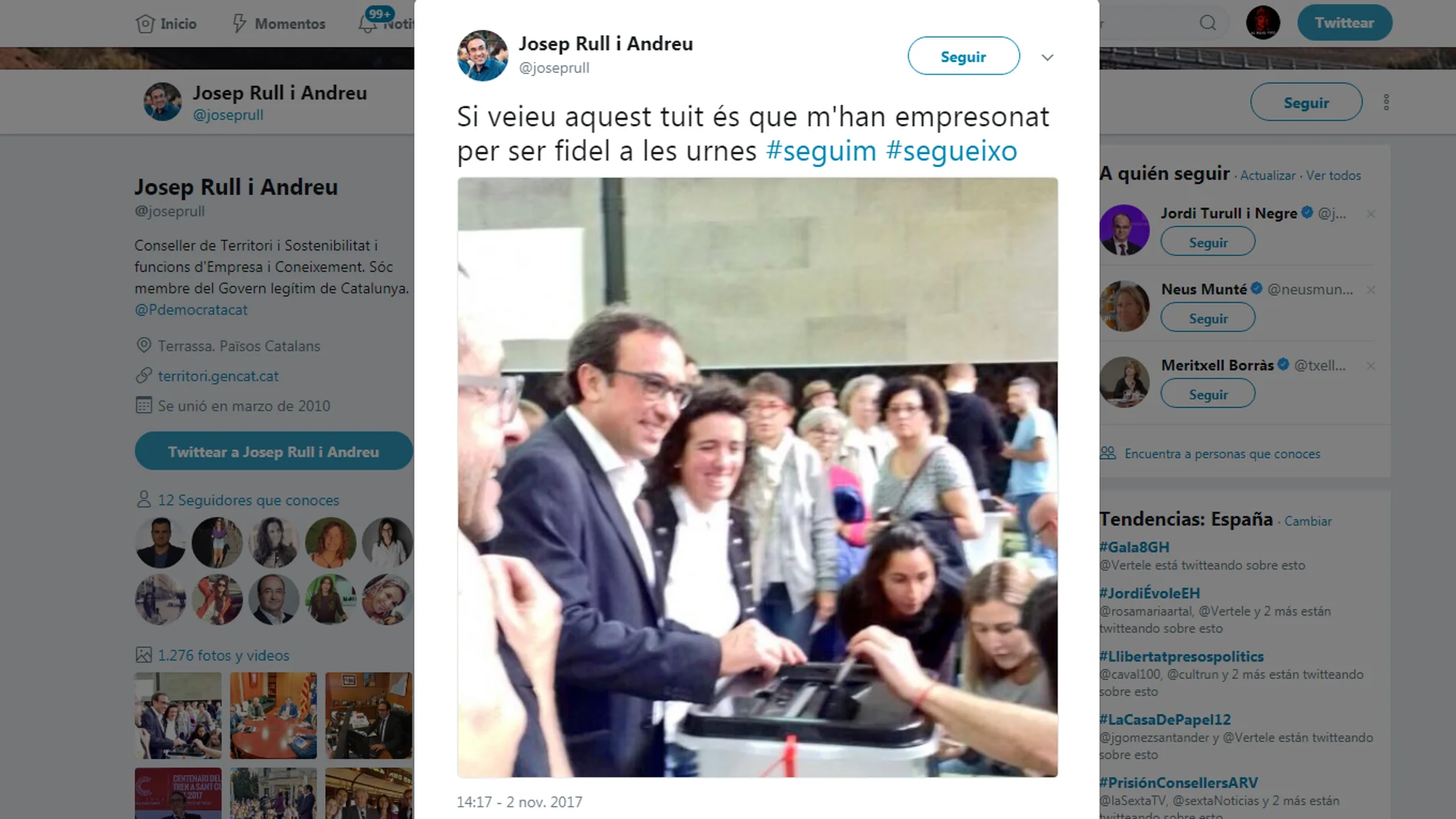 Twitter de Josep Rull