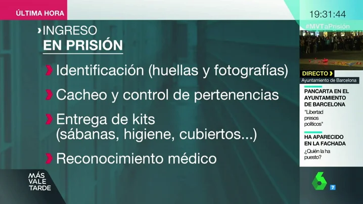  Identificación, cacheos... así serán los primeros momentos de Junqueras y los exconsellers cuando entre en prisión